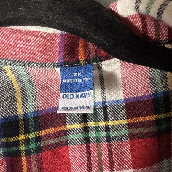Old Navy NWT Red Cream Tartan Plaid Cotton Flannel Pajama Set Sz 2X Cozy - Picture 4 of 7